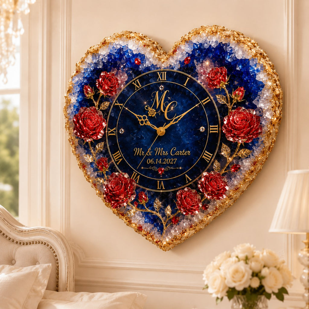 Personalized heart Custom Name Wall Clock — personalized with a custom name