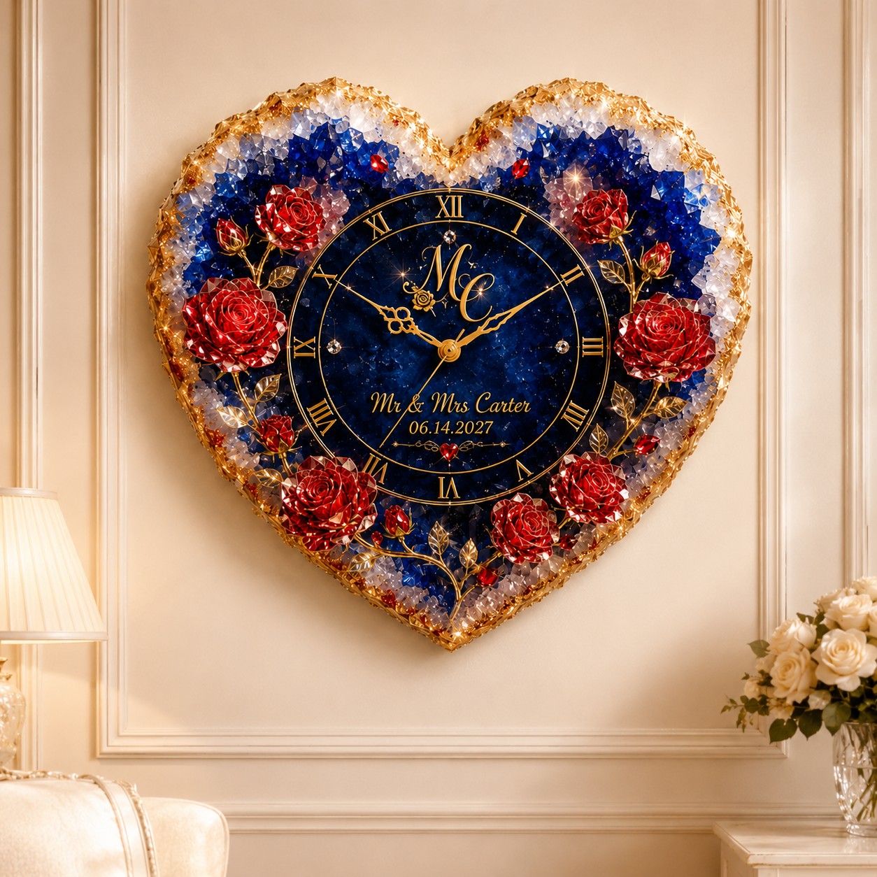 Personalized heart Custom Name Wall Clock — personalized with a custom name
