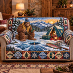 Ice Fishing Bigfoot Sofa Cover