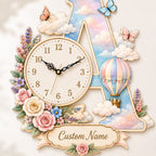 Personalized Initial Wall Clock with a custom name set into the design