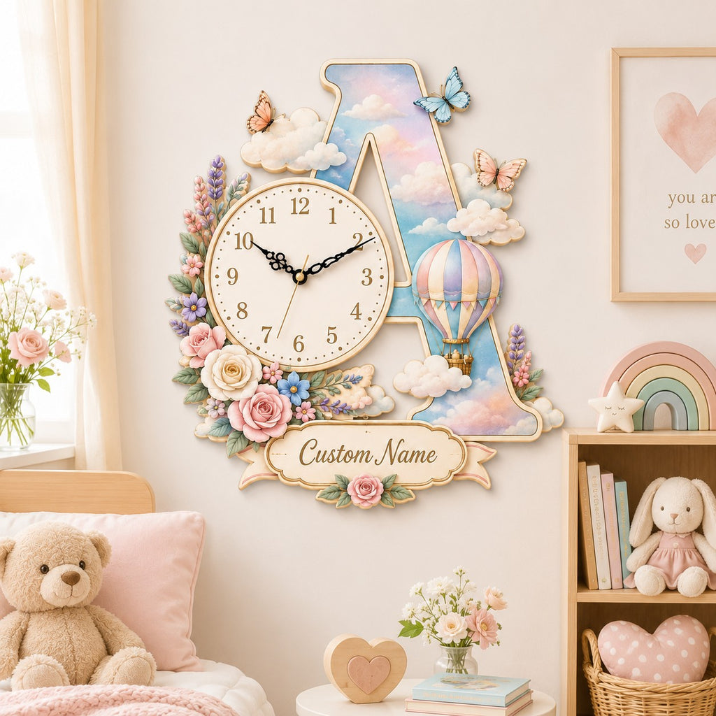 Initial Custom Name Wall Clock — personalized with a custom name