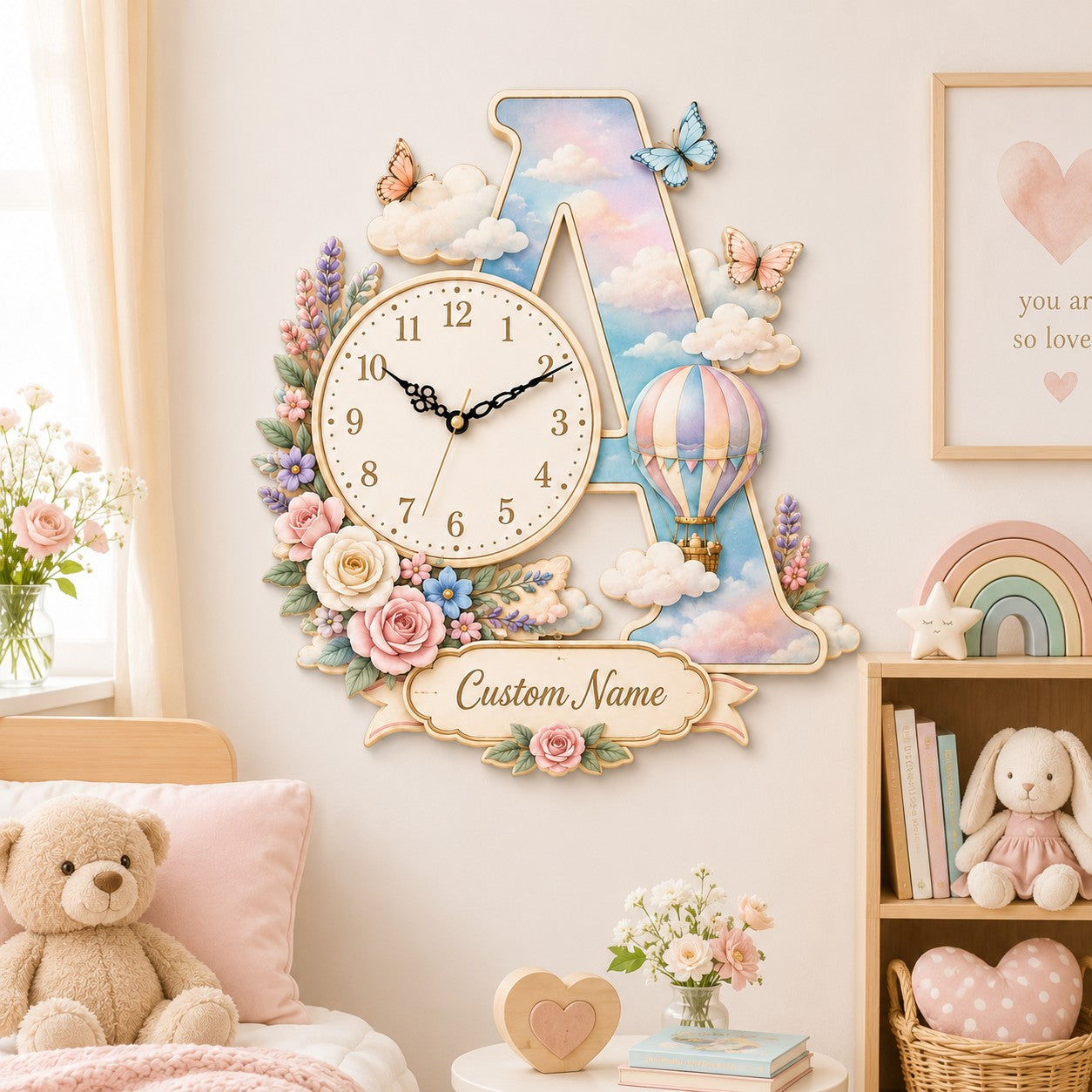 Initial Custom Name Wall Clock — personalized with a custom name
