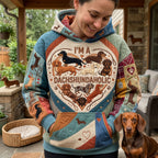 Im Dachshundaholic hoodie, all-over print