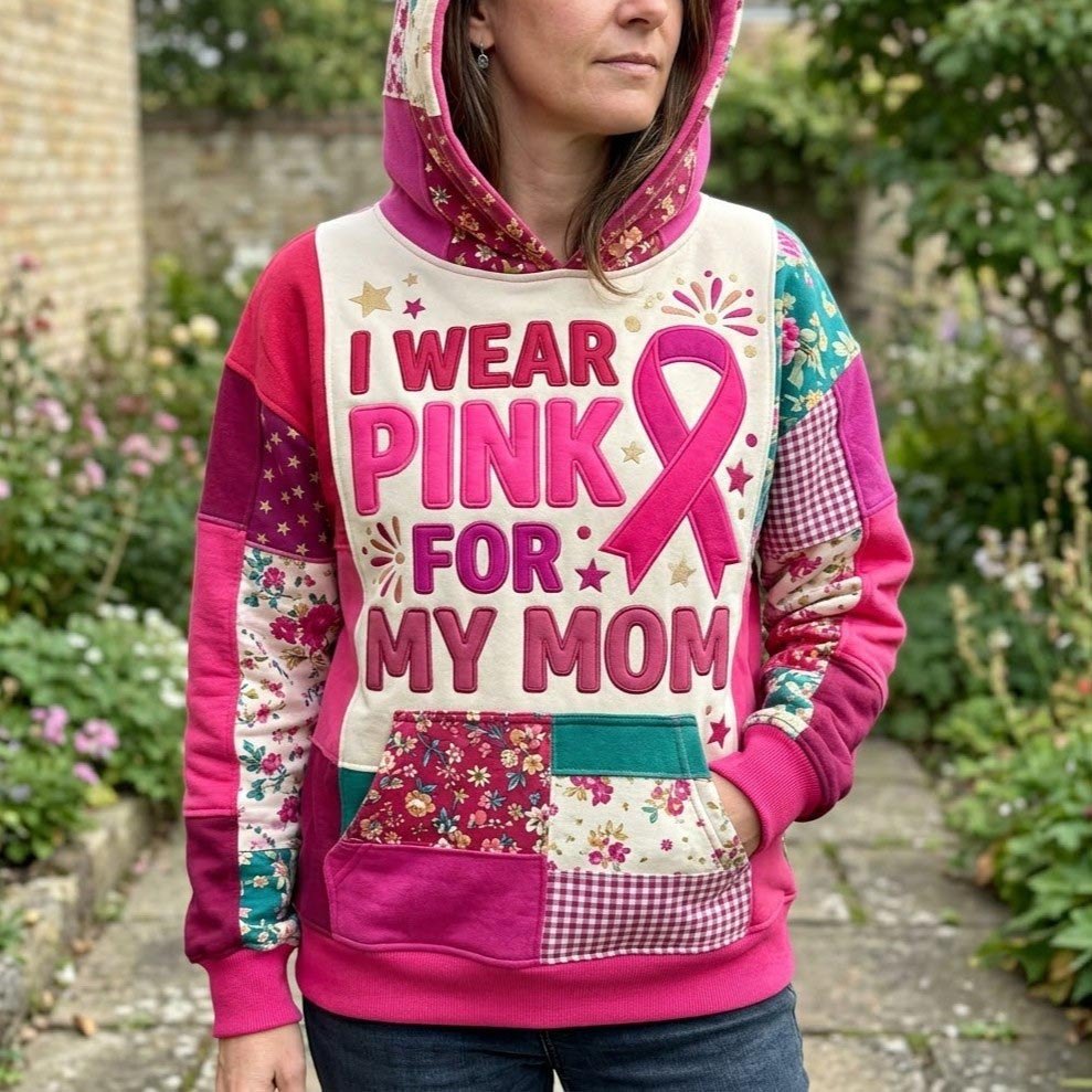 I Wear Pink For My Mom hoodie, all-over print