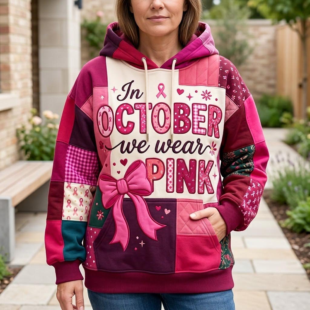 October Pink Bow hoodie, all-over print