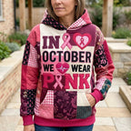October Heartbeat Pink hoodie, all-over print