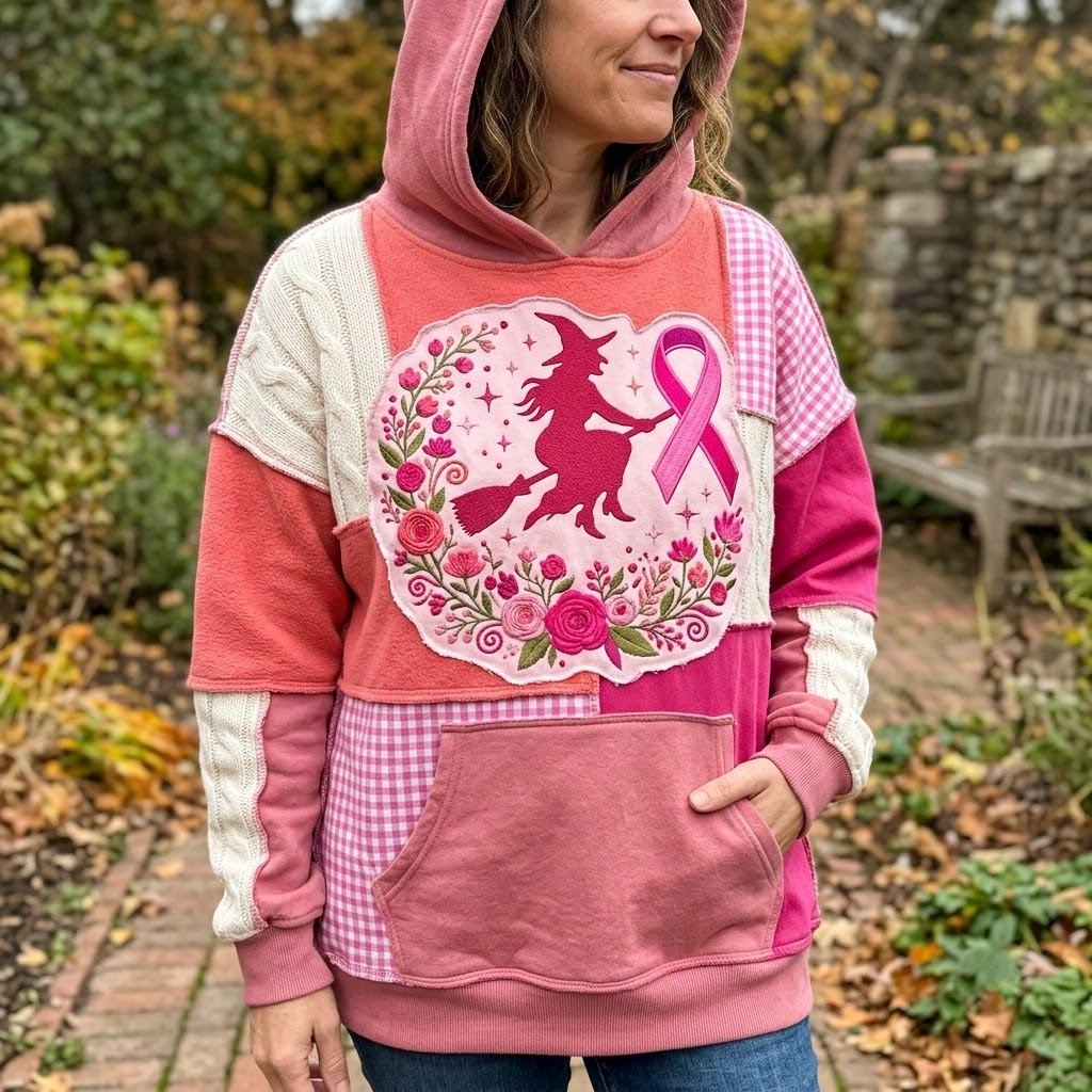 Pink Witch Heart hoodie, all-over print