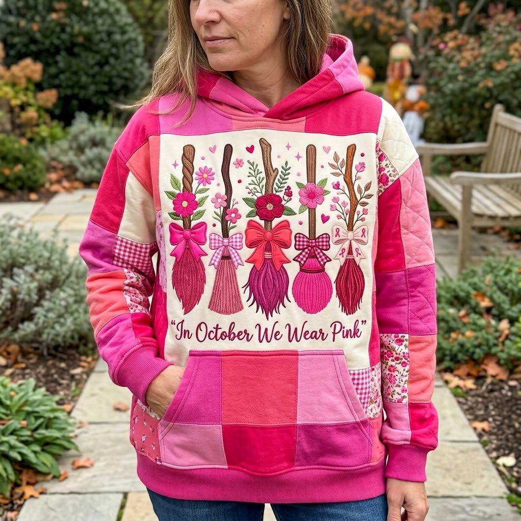 Broom and Bow Line hoodie, all-over print