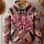 Quilted Bow and Gloves hoodie, all-over print