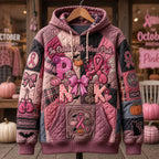 Pink Letter Patchwork hoodie, all-over print