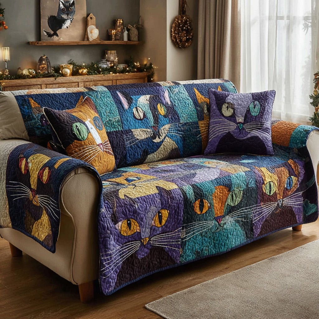 Indigo Cat Abstract Sofa Cover