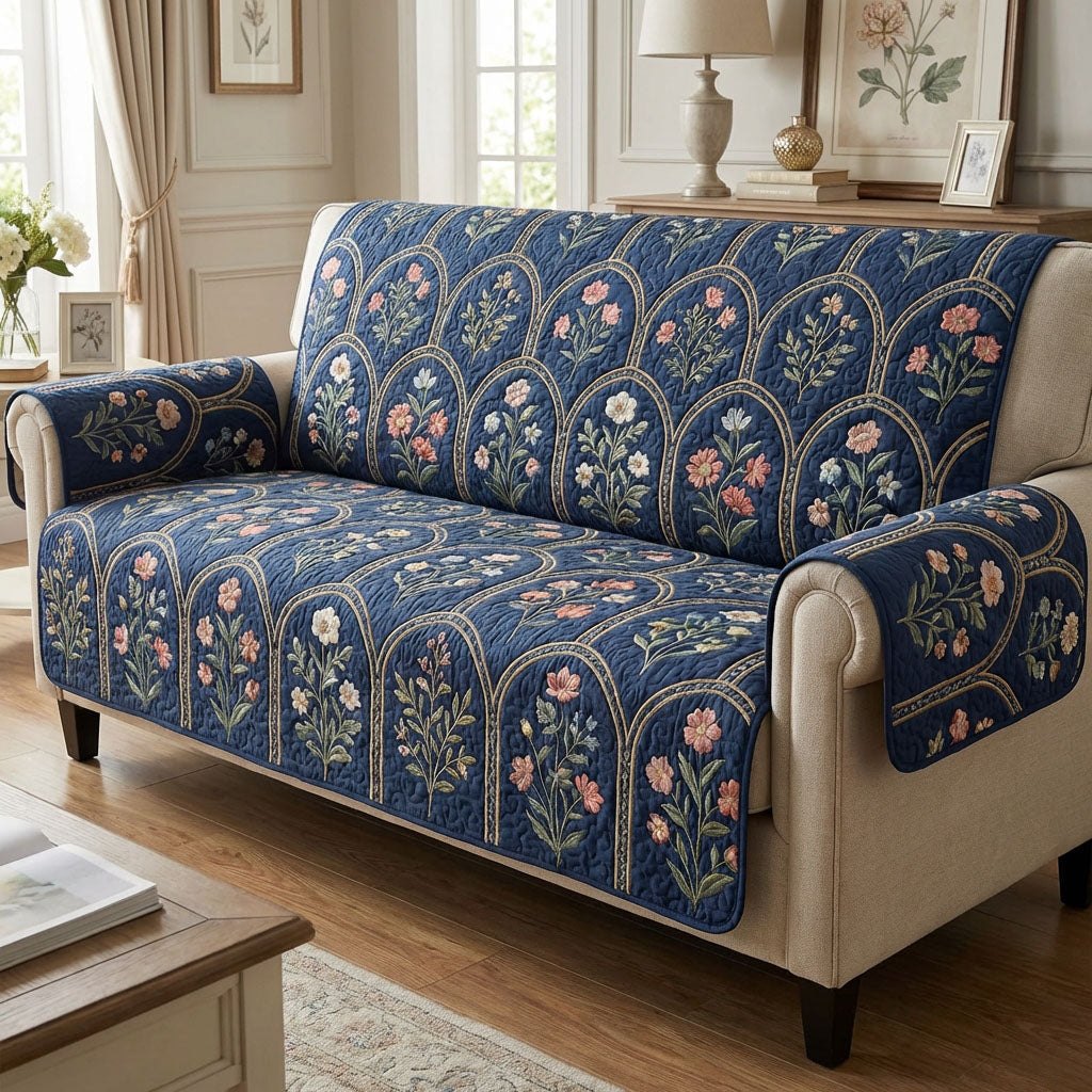 Indigo Garden Tile Sofa Cover
