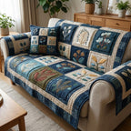 Indigo Sprigs Sofa Cover