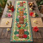 Tiki Totems with Ukuleles Table Runner