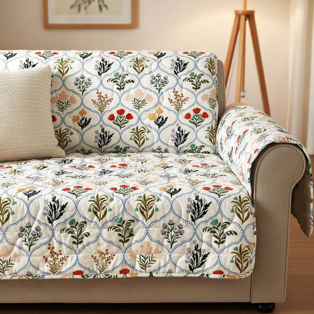 Ivory Botanica Sofa Cover