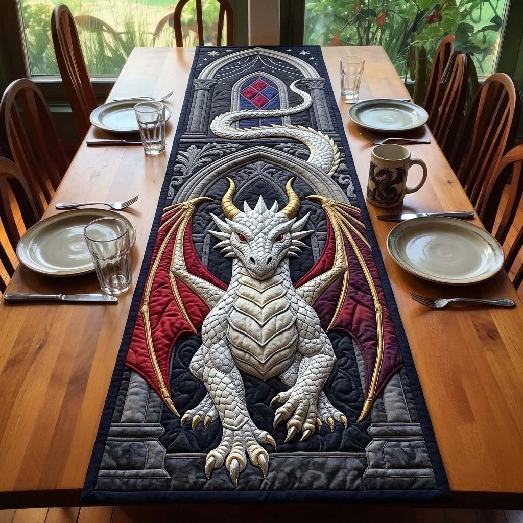 Ivory Castle Dragon Table Runner