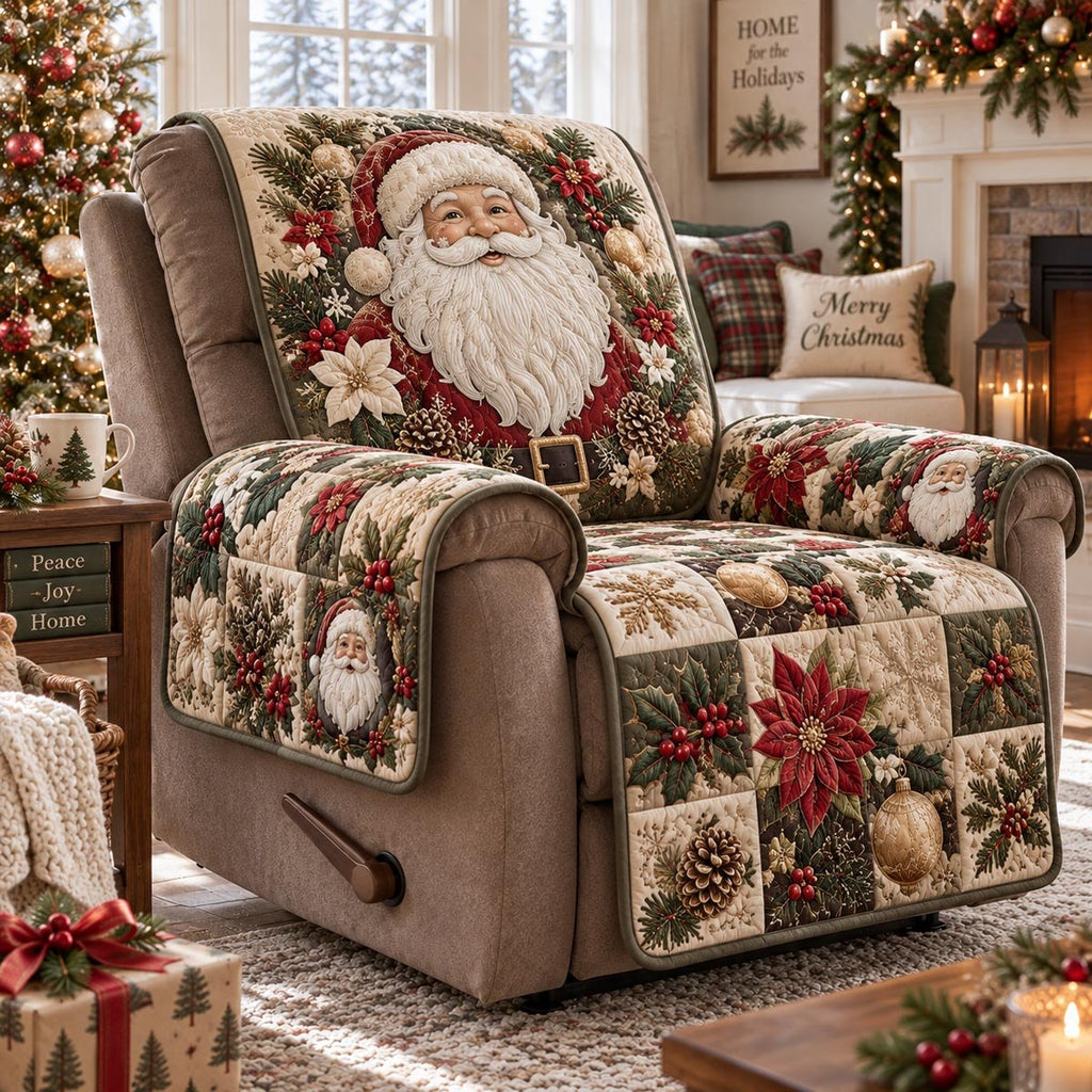 Ivory Santa Christmas Sofa Cover