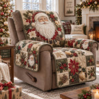 Ivory Santa Christmas Sofa Cover