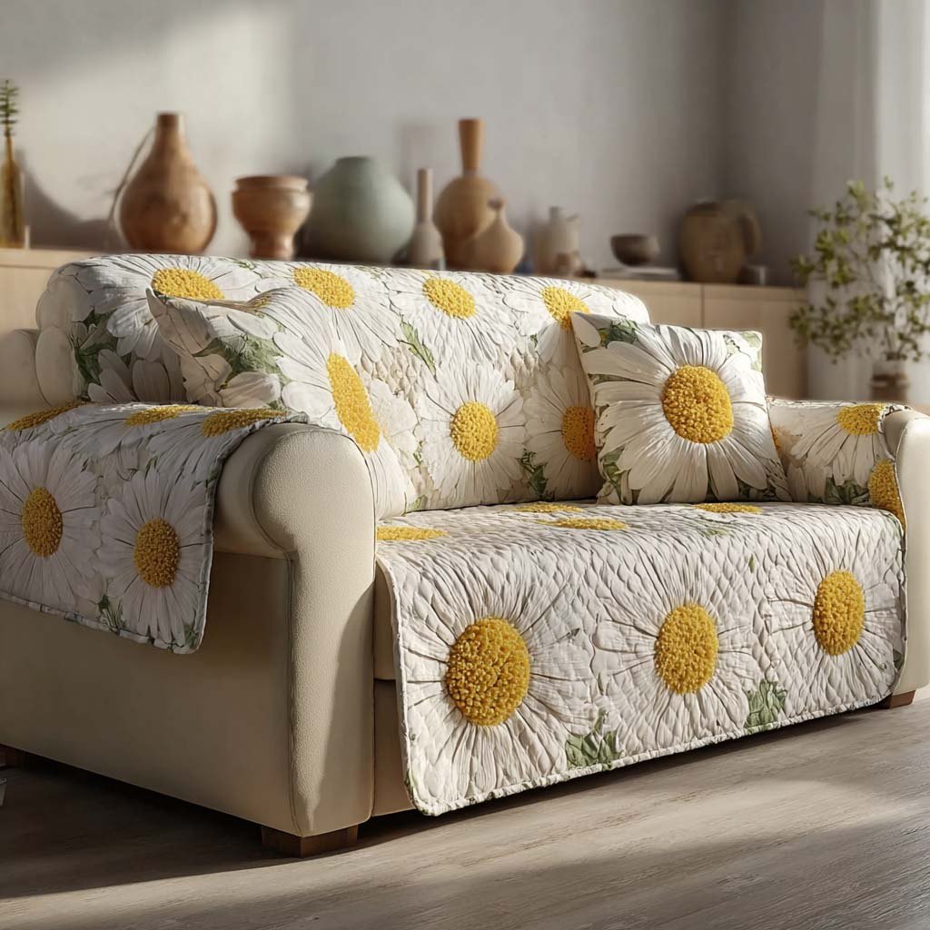 Ivory Daisy Sofa Cover