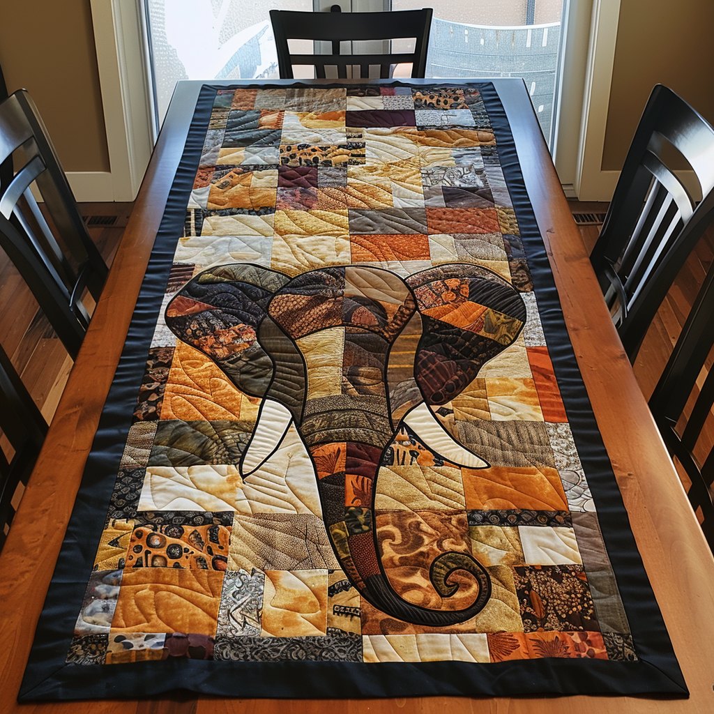 Ivory Majesty Elephant Table Runner