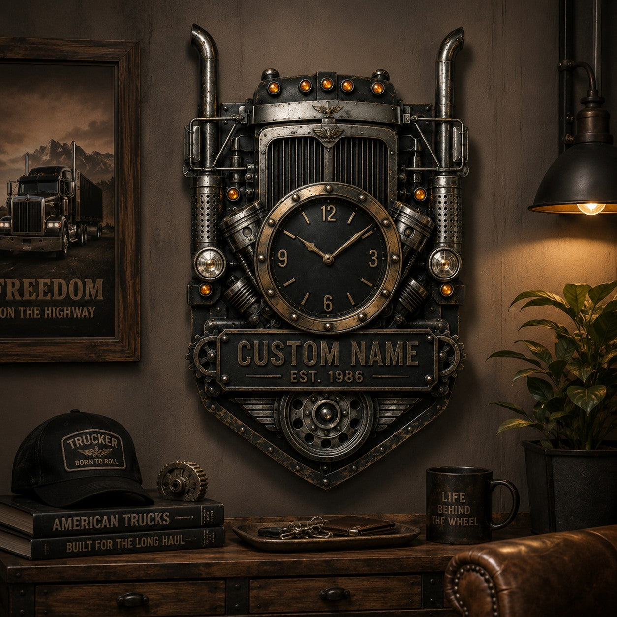 Truck driver gifts Custom Name Wall Clock — personalized with a custom name