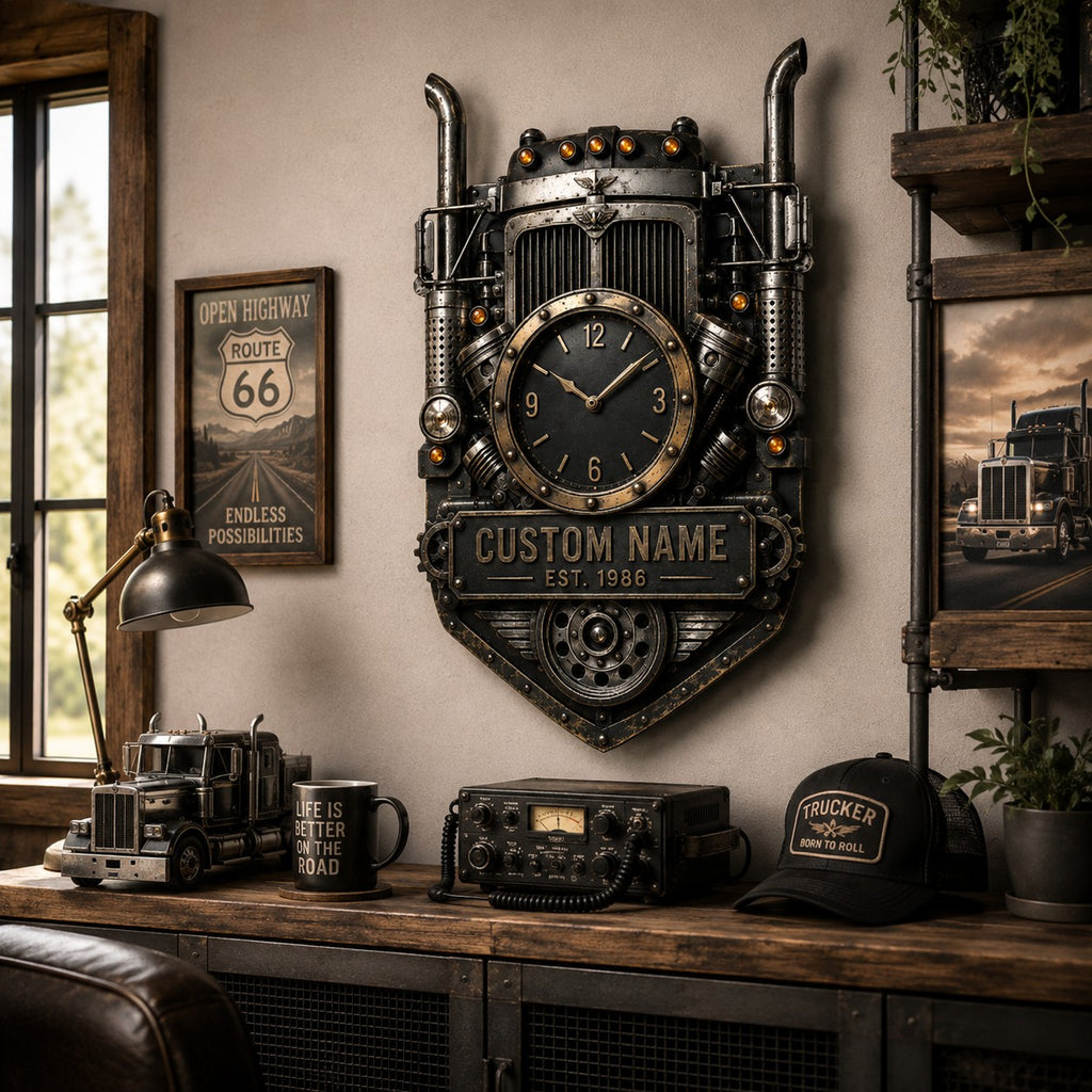 Truck driver gifts Custom Name Wall Clock — personalized with a custom name