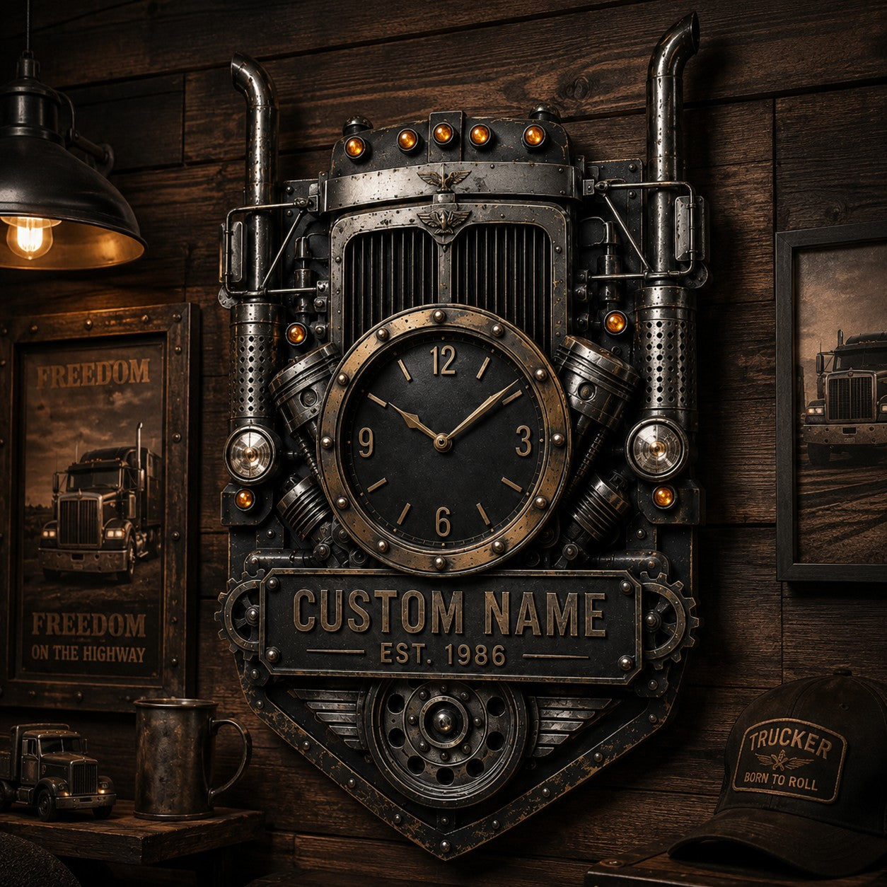 Truck driver gifts Custom Name Wall Clock — personalized with a custom name
