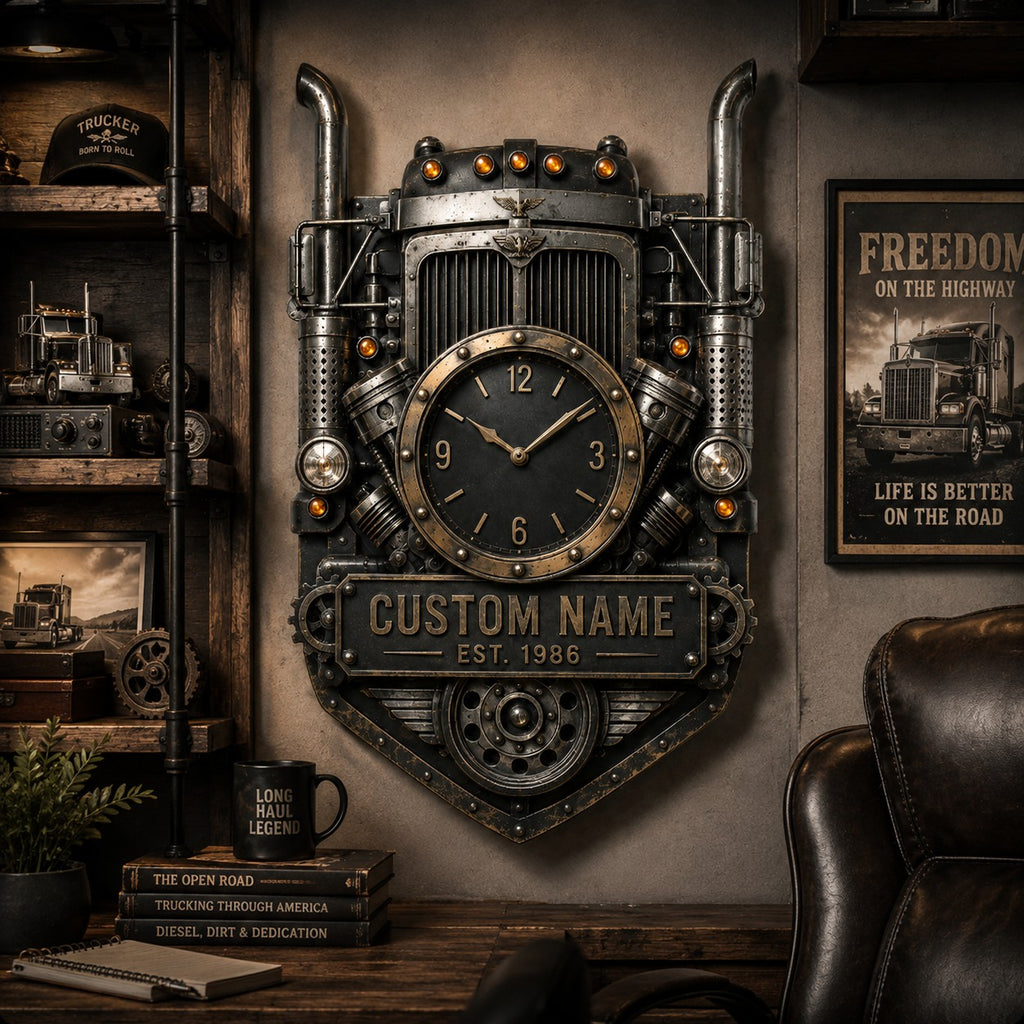 Truck driver gifts Custom Name Wall Clock — personalized with a custom name