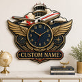 Pilots Custom Name Wall Clock — personalized with a custom name
