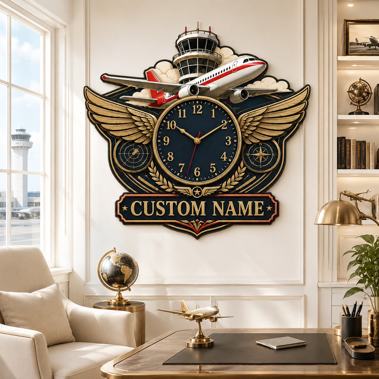Pilots Custom Name Wall Clock — personalized with a custom name