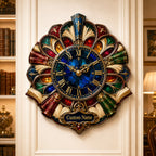 Stained Glass Book Personalized Wall Clock — personalized with a custom name