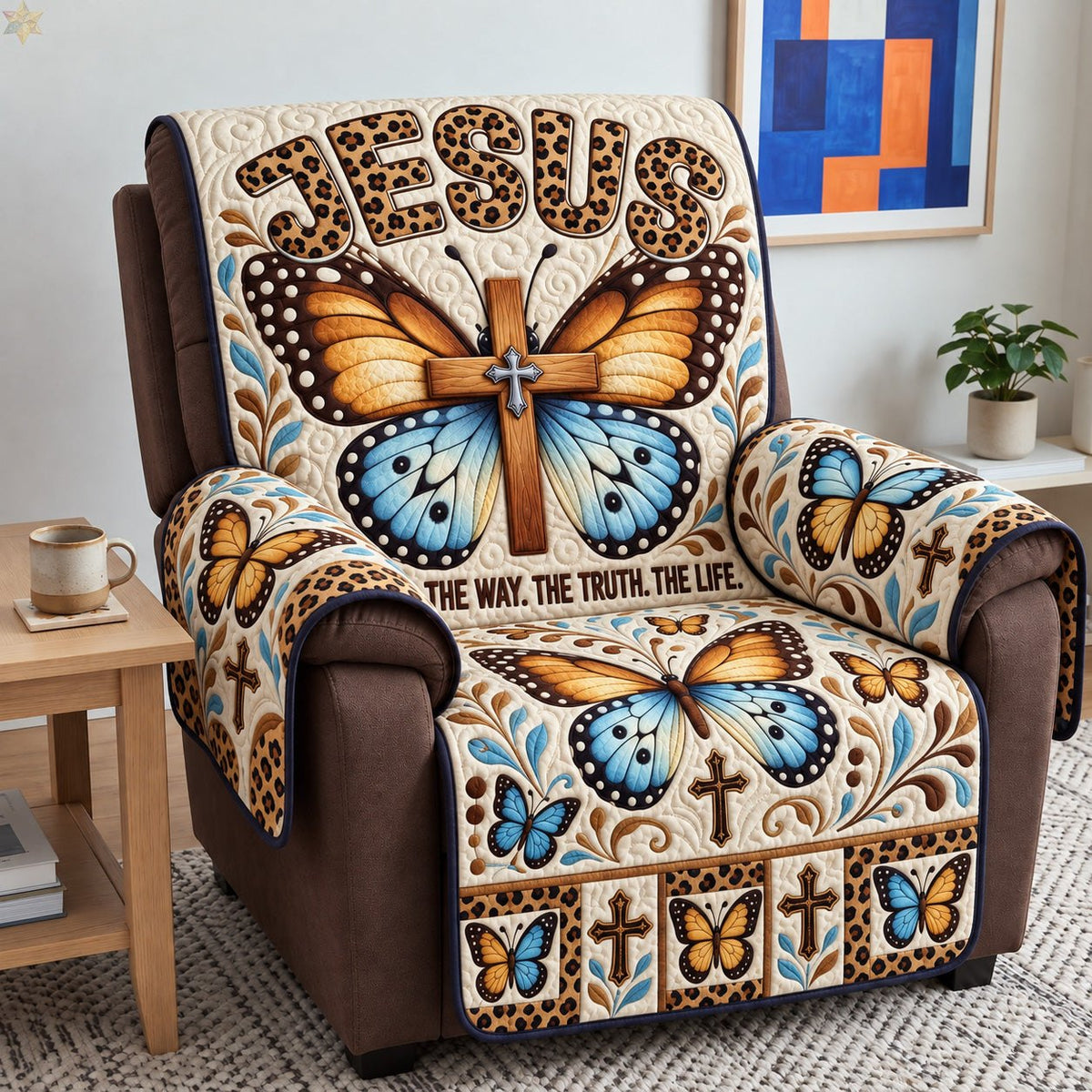 Jesus Butterfly Cross Sofa Cover