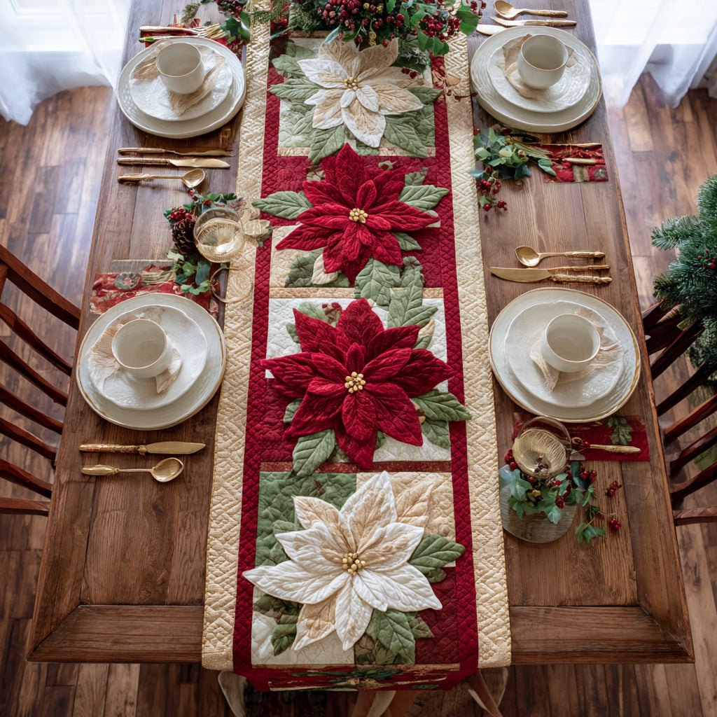 Jewel Poinsettia Center Table Runner