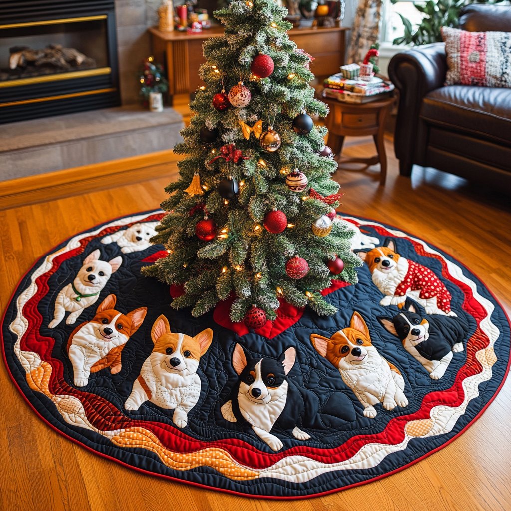 Jingle Bell Corgi Chritstmas Christmas Tree Skirt