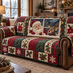 Santa Reindeer Plaid Window Sofa Cover
