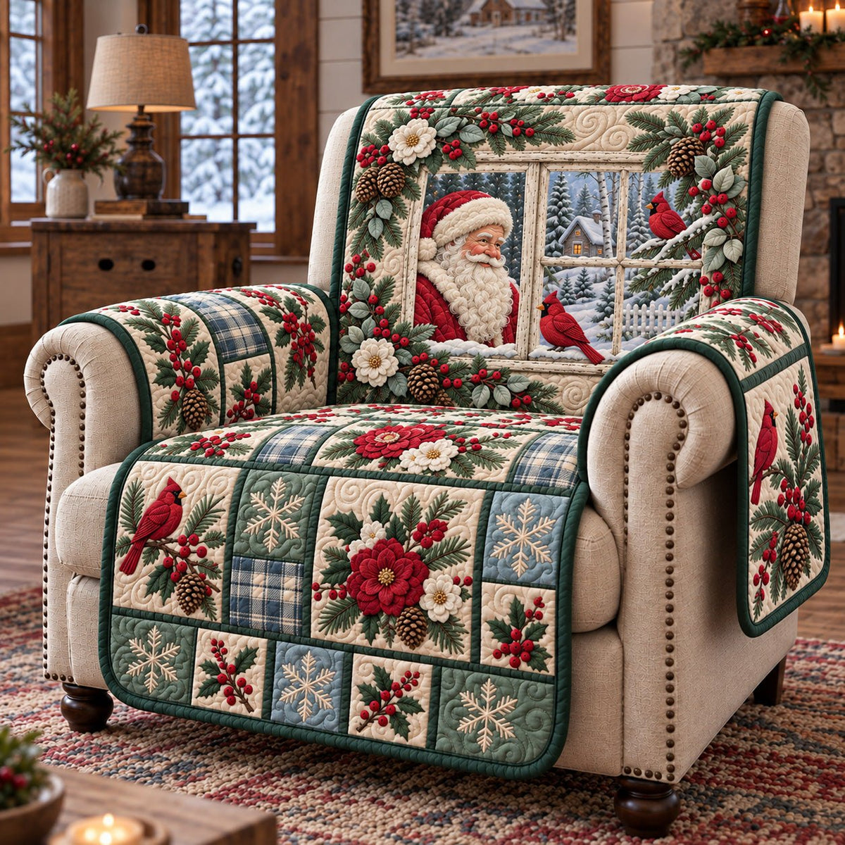 Santa Cardinal Poinsettia Window Sofa Cover