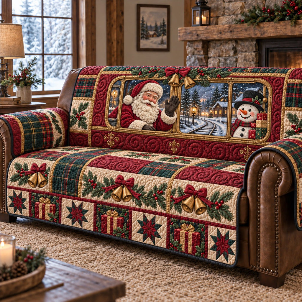 Village Santa Snowman Window Sofa Cover