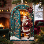 Santa at the Toy Shop Door Christmas Ornament