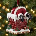 Santa Down the Chimney Christmas Ornament