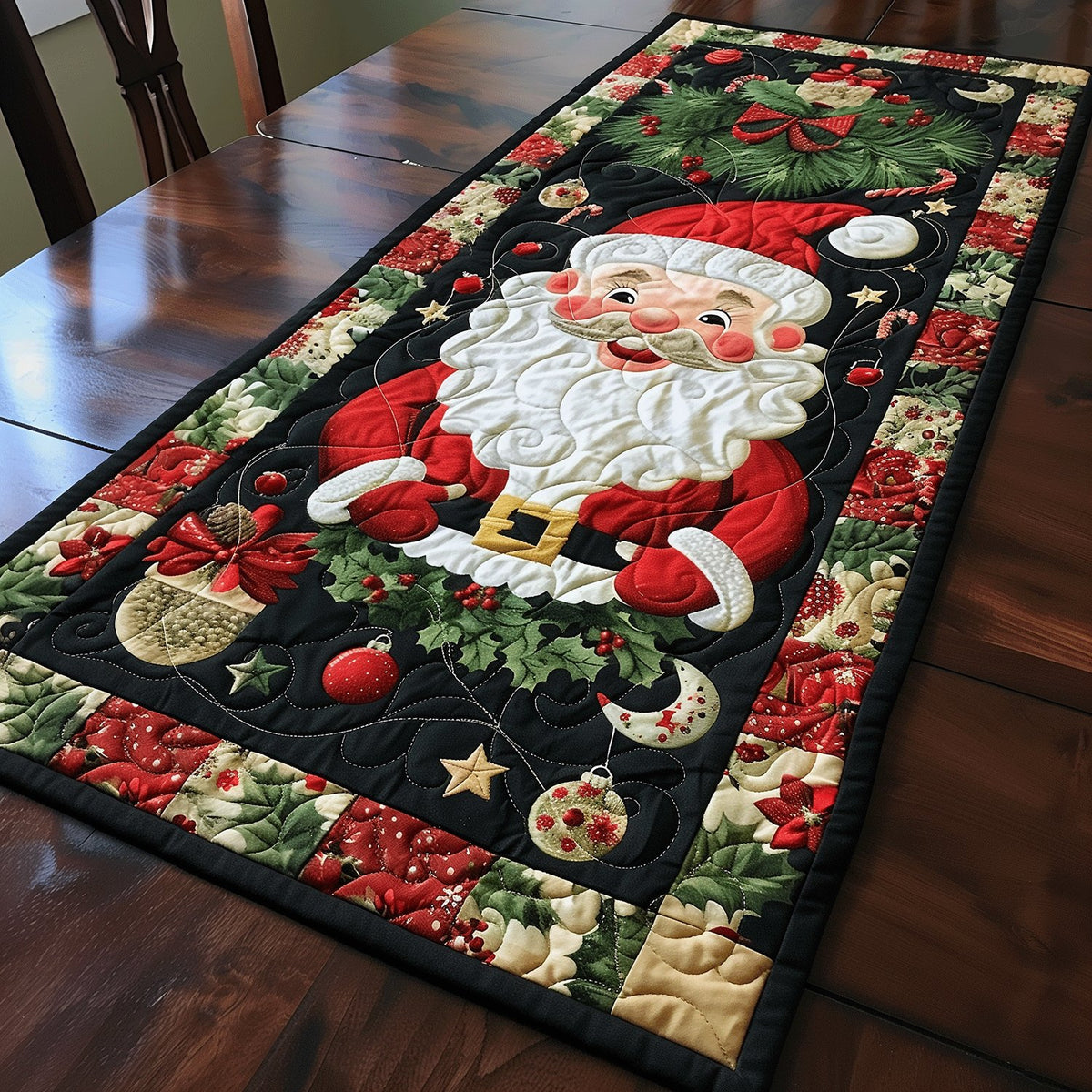 Jolly Santa Christmas Table Runner