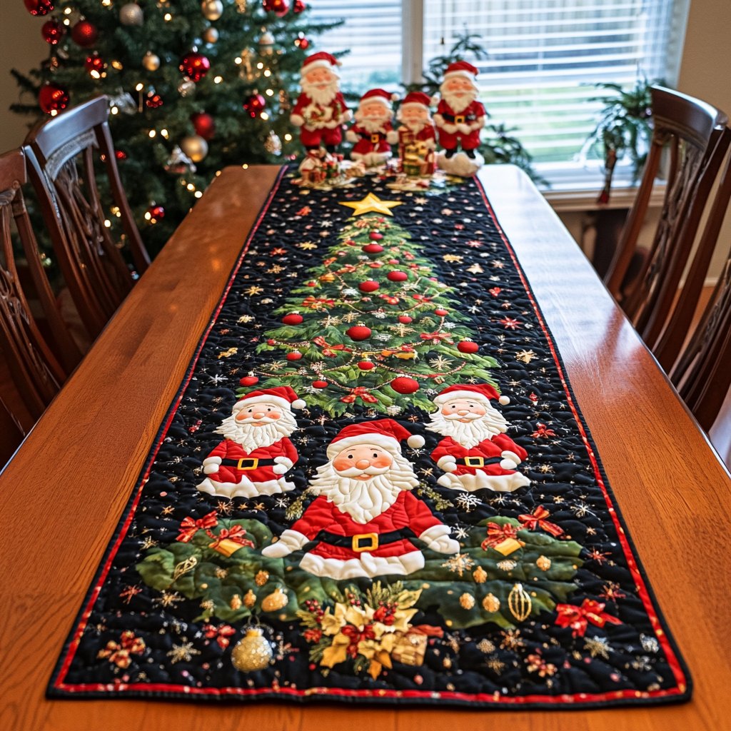 Jolly Santa Parade Table Runner