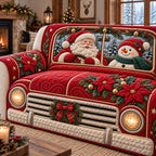 Red Truck Santa Snowman Sofa Cover