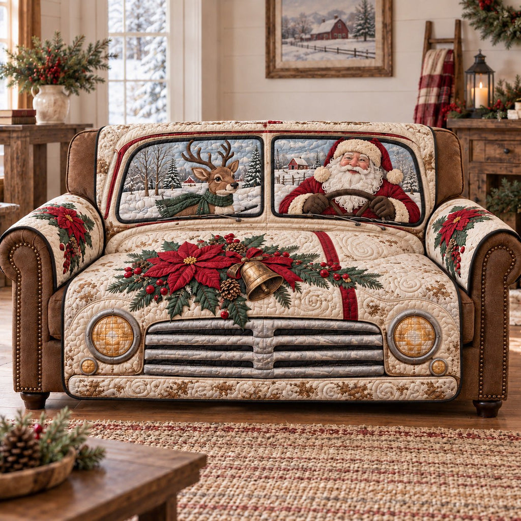 Cream Truck Reindeer Santa Sofa Cover