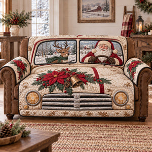 Cream Truck Reindeer Santa Sofa Cover - Made to Order