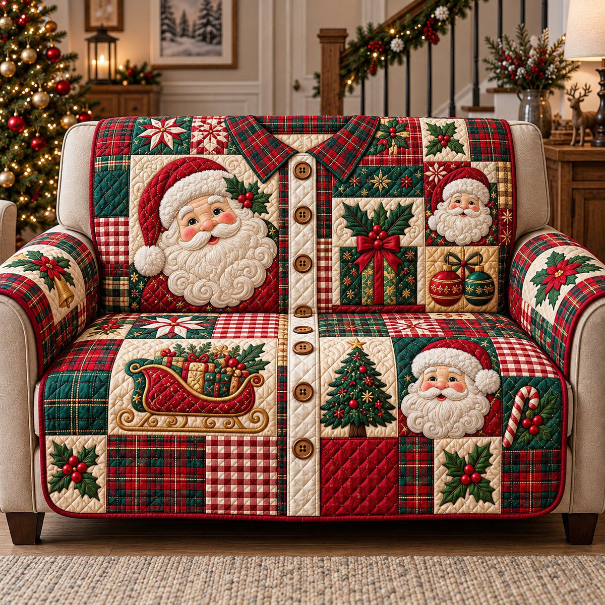Jolly Santa Sofa Cover