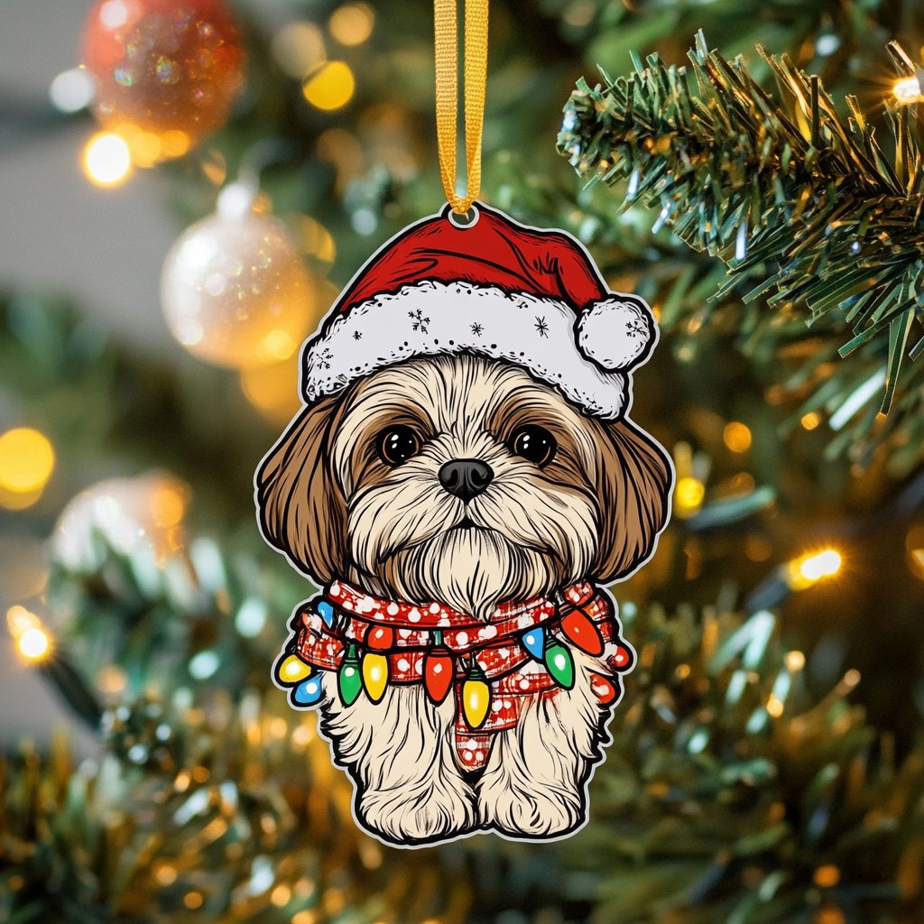 Jolly Shih Tzu Noel Christmas Ornament