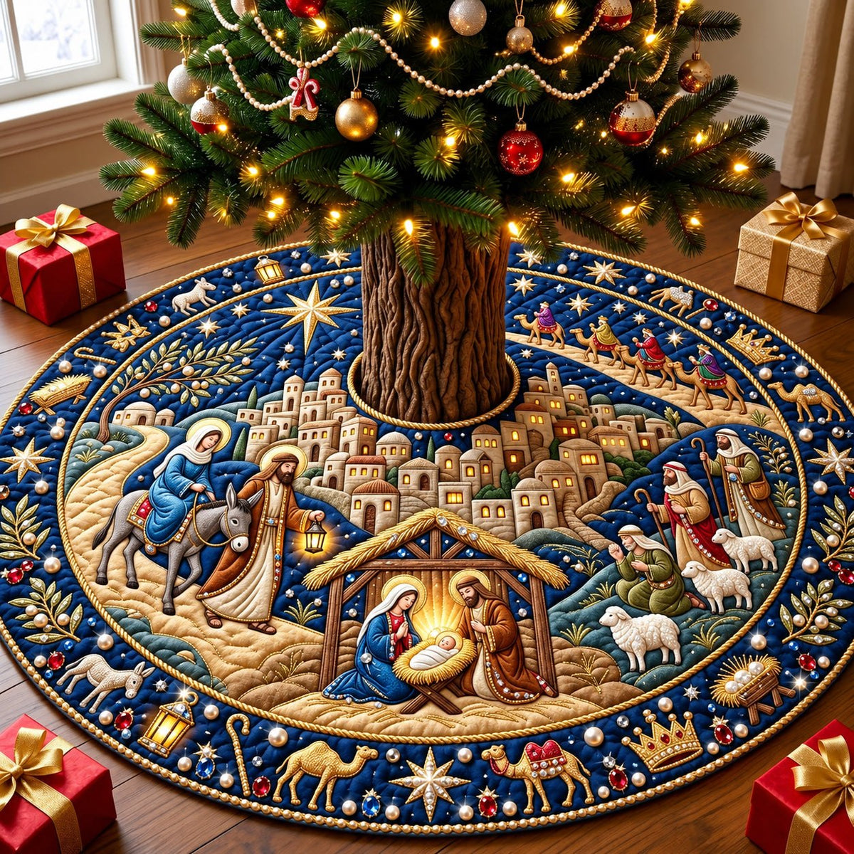 Journey To Bethlehem Christmas Tree Skirt