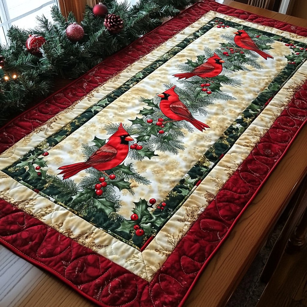 Joyful Cardinal Chorus Table Runner
