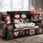 Joyful Snowmen Row Sofa Cover