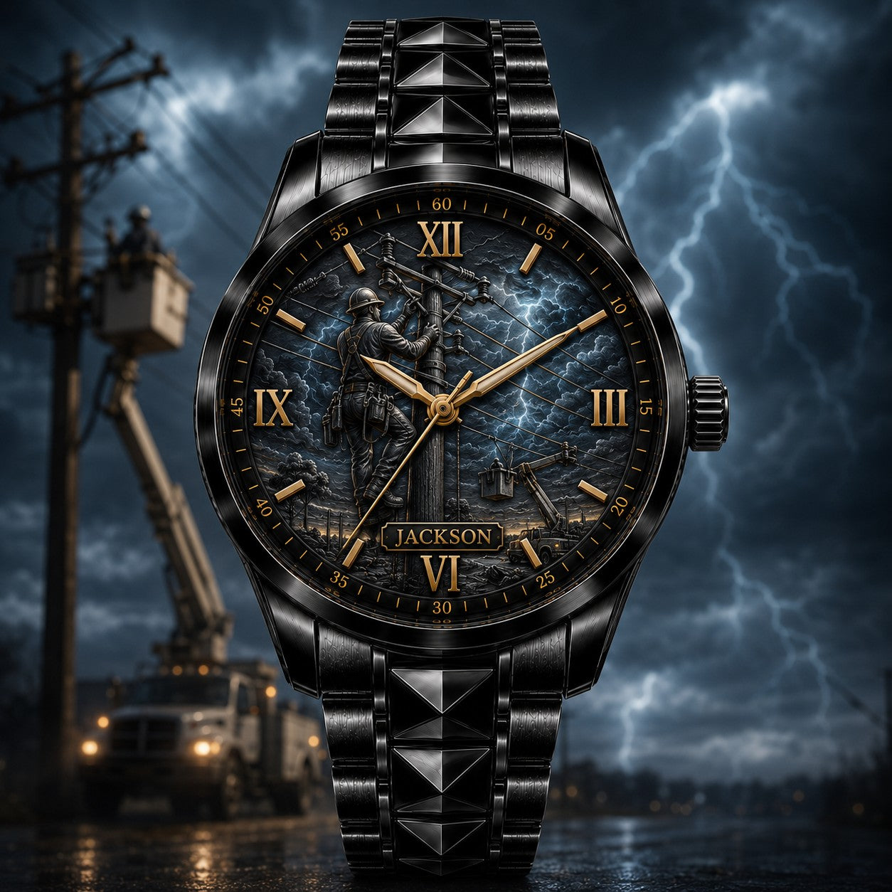 Custom Personalized Electrical Lineman Watch. — personalized with a custom name
